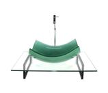 Kit cuba de vidro retangular curvada verde com tampo 60cm incolor e suporte preto