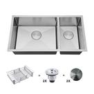 Kit Cuba Dupla Gourmet com Acessórios Solo 50x25x40 e Válvulas e Escorredor e Tampas Decorativas Arell