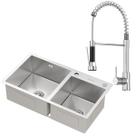 Kit Cuba Dupla Gourmet Nápoles Aço Inox 304 e Torneira Gourmet Genebra Monocomando GoldenX