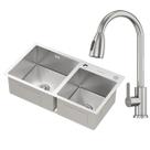 Kit Cuba Dupla Gourmet Nápoles Aço Inox 304 e Torneira Gourmet Roma Aço Inox GoldenX