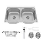 Kit Cuba Dupla inox 78x48x19 com acessórios