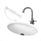 Kit cuba embutir oval 50 x 38 cm com torneira e kit instalacao