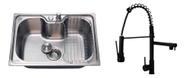 Kit Cuba Gourmet Borari e Torneira Misturador Monocomando Munim Pingoo.casa - Prata e Preto Kit Cuba Gourmet Borari e Torneira Misturador Monocomando Munim Pingoo.casa - Prata e Preto