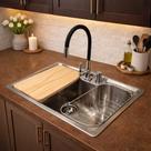 Kit Cuba Gourmet Cozinha Aço Inox 304 60x42 Com Torneira e Acessórios