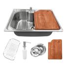 Kit Cuba Gourmet Cozinha Aço Inox 50x40cm E Tábua De Corte Kit Cuba Gourmet Cozinha Aço Inox 50x40cm E Tábua De Corte
