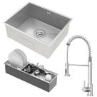 Kit Cuba Gourmet Lisboa Aço Inox 304 com Calha Organizadora Aço Inox e Torneira Milão Monocomando GoldenX