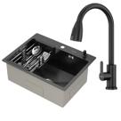 Kit Cuba Gourmet Mônaco Preto Aço Inox 304 e Torneira Gourmet Roma Aço Inox Preto GoldenX
