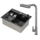 Kit Cuba Gourmet Mônaco Preto Aço Inox 304 e Torneira Gourmet Tóquio Grafite GoldenX