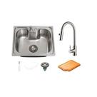 Kit Cuba Gourmet Nawa c/ Torneira Extensível Apurema e Tábua Nawa Pingoo.Casa - Prata