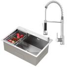 Kit Cuba Gourmet Quebec 62cm Aço Inox 304 e Torneira Gourmet Genebra Monocomando GoldenX