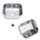 KIT Cuba N3 40x34 + Tanque Inox 50x40x22 27 Litros Aço Inox 304 Lavanderia