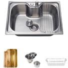 Kit Cuba para Cozinha Gourmet Pia Aço Inox 304 com Acessórios e Tábua de Corte Borari Prata