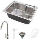 Kit Cuba para Cozinha Pia com Acessórios Matis e Torneira Monocomando Gourmet Iriri Prata Escovado