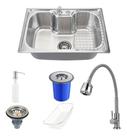 Kit Cuba para Cozinha Pia Inox Com Acessórios e Lixeira Carajás e Torneira Jaguaribe Pingoo.casa