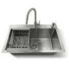 Kit Cuba Pia Inox 60x45 Torneira Extensível Inox304 Cozinha Quadrada Acessórios Conjunto Roome Prateado