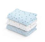 Kit Cueiro Flanelado Estampado 3 Peças Azul - Papi