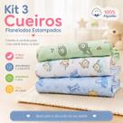 Kit Cueiro Flanelado Premium Bebê 3 Peças 100 Algodão Macio 50x80