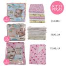 Kit cueiros + toalha + fraldas menina