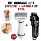 KIT Cuidado PET Máquina de Tosa KEMEI 1991 + Secador durável 110V