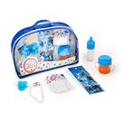 Kit Cuidados com Bebê azul Acessórios para Boneca Fralda Mamadeira mágica Bolsa Infantil ED Brinquedos adesivos copo suco magico chupeta prendedor
