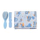 Kit Cuidados Do Bebê 3 Pçs Toalha Capuz E Kit Pente Escova