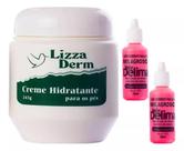 Kit Cuidados para os Pés Rachados Creme Hidratante Lizza Derm e Loção Milagroso Delima Rachaduras Fissura pé ressecado seco