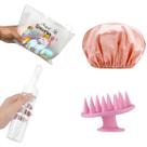 Kit Cuidados Skin Care Frasco Espumador Escova Touca Necessaire