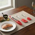 Kit Culinário 3 Peças Silicone Pegador Espátula Pincel Color