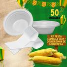 Kit cumbuca 12cm branco 50 unid+ colherzinha sobremesa 50 unid