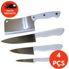 Kit Cutelo Machadinha Inox Corta Osso Carne Cozinha e Jogo Facas Cabo Plástico Multiuso Jantar Chef