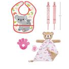 Kit da Buba Naninha Ursinho Babador Com Bolso Predendor E Mordedor