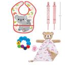 Kit da Buba Naninha Ursinho Babador Com Bolso Predendor e Mordedor