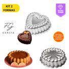 Kit De 1 Forma Charlotte Para Bolo Bundt Bolo Nórdico Nordic Cake + 1 Forma Coração Gomada Decorada
