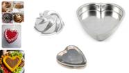 Kit De 1 Forma Coração Ballerine + 1 Forma Coração Reto N 3 + 1 Forma Vulcão Espiral Alumínio IF 35