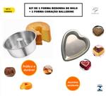 Kit de 1 Forma de Pudim Bolo Redonda + 1 Forma Coração Ballerine Para Bolos Decorados