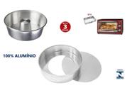 Kit De 1 Forma Fundo Falso + 1 Forma Bolo Cone Canudo + 1 Assadeira Retangular Para Forno Elétrico