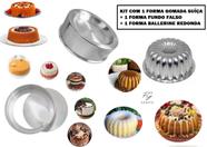 Kit De 1 Forma Gomada Suíça Torta + 1 Forma Ballerine Redonda + 1 Forma Fundo Falso