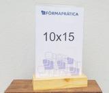 Kit de 10 Displays 10x15 cm de Mesa em Pinus e Acrílico Vertical Kit de 10 Displays 10x15 cm de Mesa em Pinus e Acrílico Vertical