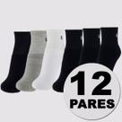 Kit de 12 Meia Lupo AM Sport Cano Médio Branca e preta