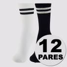 Kit de 12 Meias Lupo Sport Algodão Cano Alto Preta e Branca