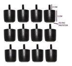 Kit de 12 Mini Pés Para Cama Box ou Baú Queen King Preto 3Cm De Altura Madeira Maciça