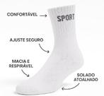 Kit de 12 Pares de Meias Brancas e Cinzas Cano Alto Longo Sport em Algodão