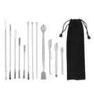 Kit de 12 peças de espátula de laboratório Eujgoov em aço inoxidável com bolsa