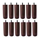 Kit de 12 Pés Para Cama Box ou Baú Queen King TDC Marrom 12cm de Altura Madeira Maciça