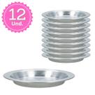 Kit de 12 Pratos Infantis para Merenda Escolar Alumínio Resistente