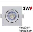 kit de 12 Spot LED Embutir Direcionável Quadrado 3W Bivolt 6500K Branco Frio 9cm2.5cm9cm