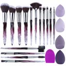 Kit de 15 Pincéis de Maquiagem XMOSNZ com Alça de Cristal e 4 Esponjas