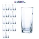 Kit de 18 Copos Texas Quadrado 320ml Transparente Agua