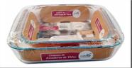Kit de 2 assadeiras de vidro retangular 800ml + oval 700ml