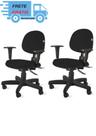 Kit de 2 Cadeiras de Escritório Executiva Ergonômica com braços N17 ABNT Tecido Preto Qualiflex
